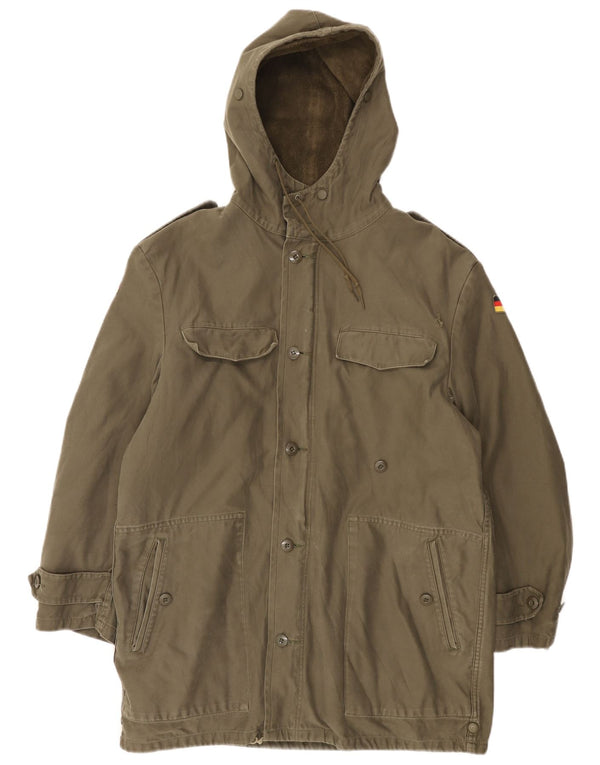 Parka militar con capucha para hombre vintage Alemania Chaqueta UK 38 Mediana Kaki