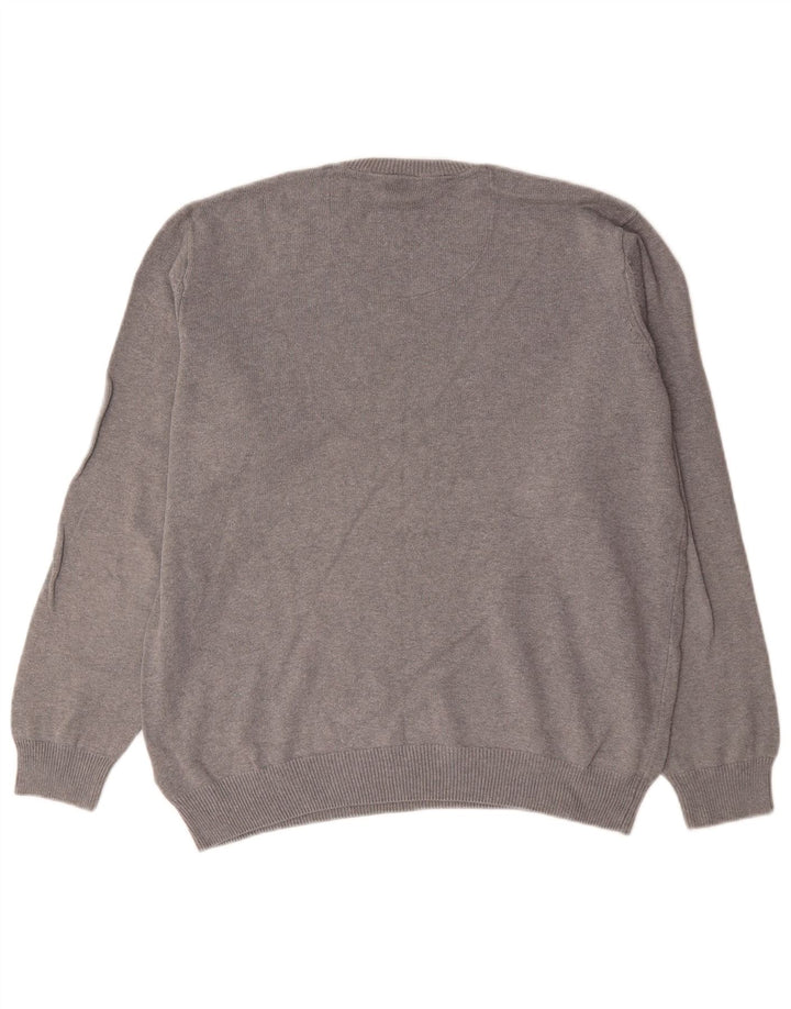 Marks & Spencer - Jersey para hombre con cuello en V, color azul, algodón gris grande