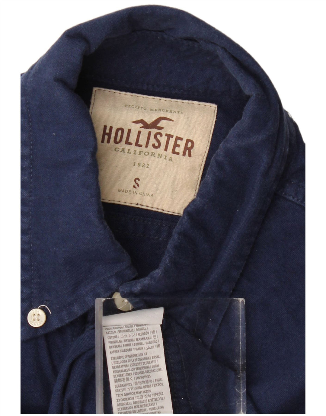 Camisa HOLLISTER Hombre Small Azul Marino Algodón