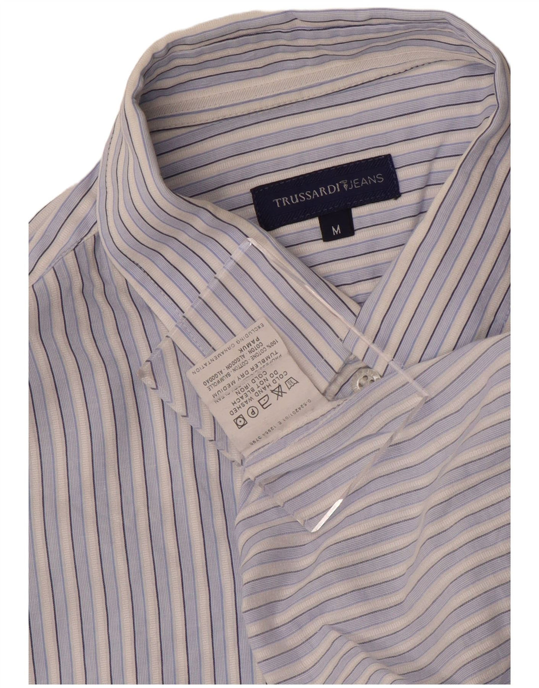 TRUSSARDI JEANS Camisa Hombre Algodón Rayas Azul Medio