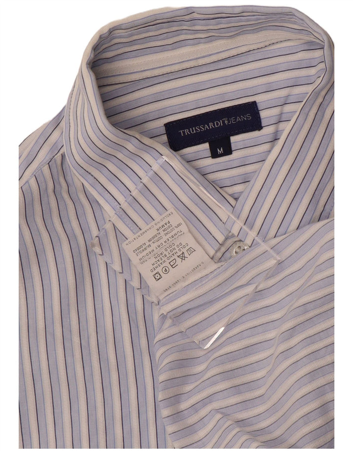 TRUSSARDI JEANS Camisa Hombre Algodón Rayas Azul Medio
