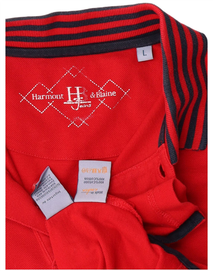 Harmont & Blaine Polo para hombre grande de algodón rojo