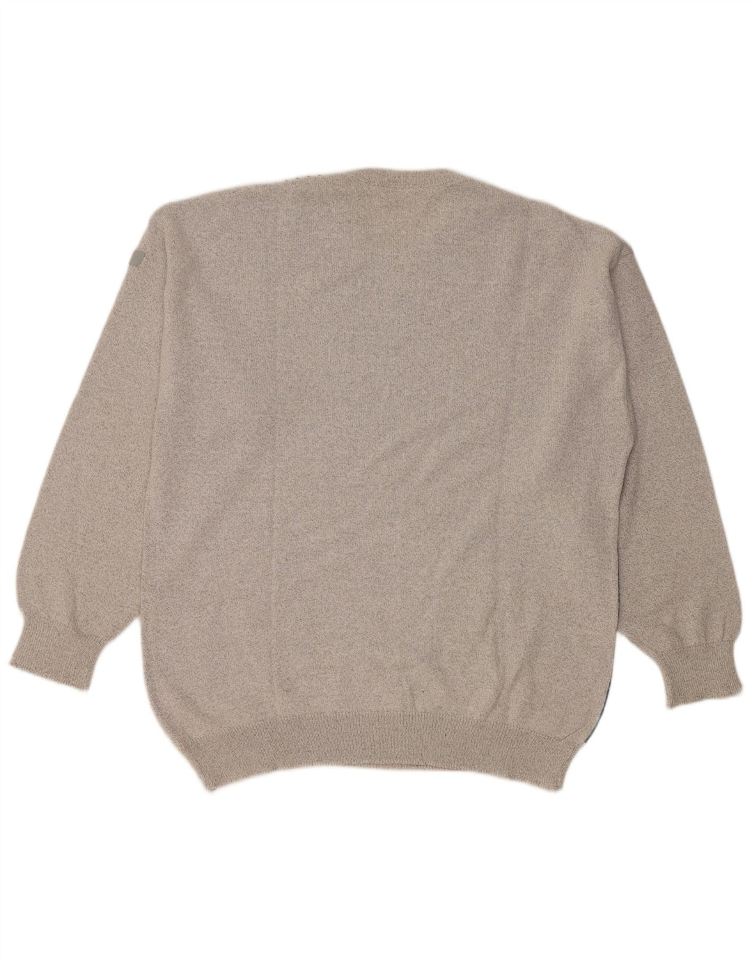 Vintage hombres cuello redondo jersey suéter grande gris colorblock