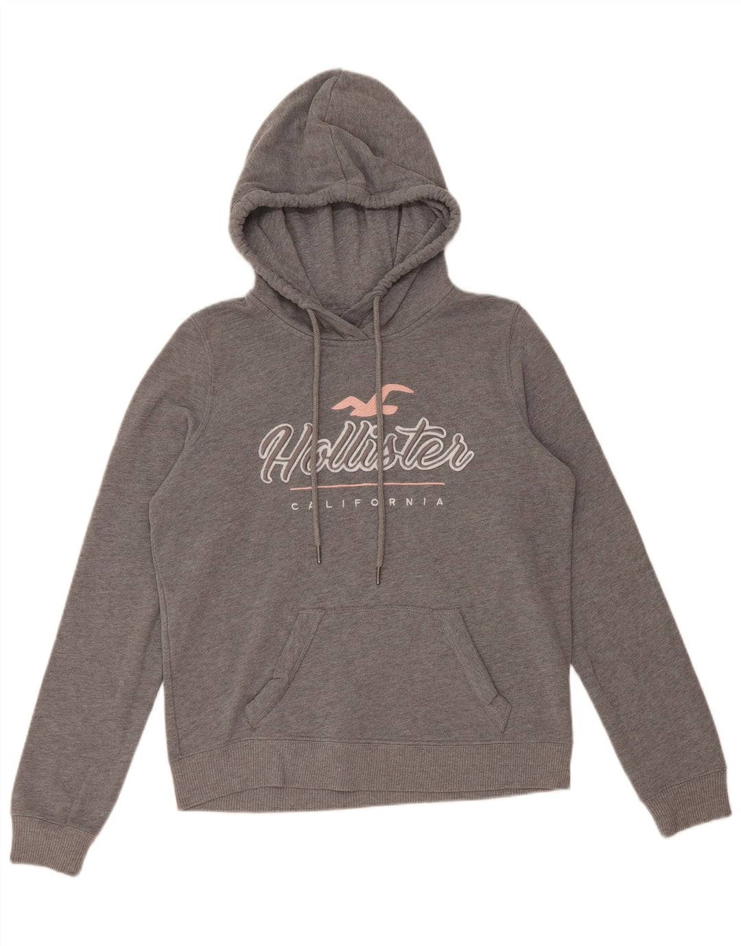 HOLLISTER Jersey con capucha gráfica para mujer UK 10 Small Grey Cotton