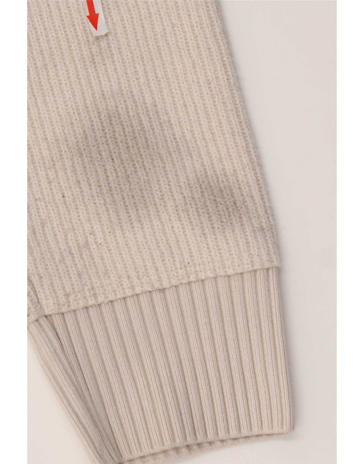 Zara - Jersey de cuello redondo para mujer, talla 40, poliéster blanco roto medio