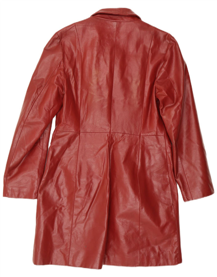 Abrigo de cuero vintage para mujer IT 48 XL Granate