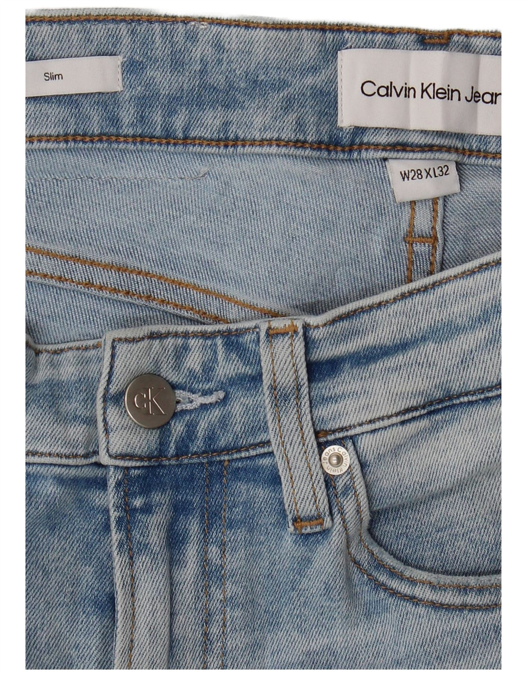 CALVIN KLEIN Vaqueros ajustados para hombre W28 L32 Algodón azul