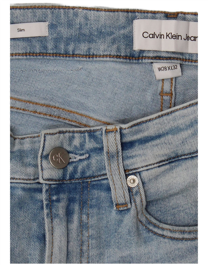 CALVIN KLEIN Vaqueros ajustados para hombre W28 L32 Algodón azul