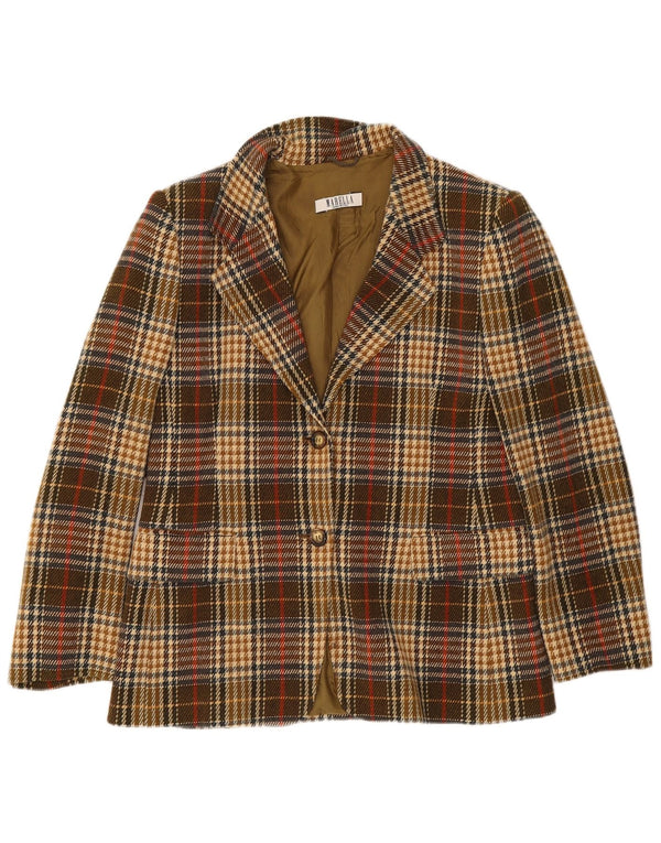 Marella Chaqueta Blazer de 2 Botones para Mujer UK 40 XL Lana a Cuadros marrón