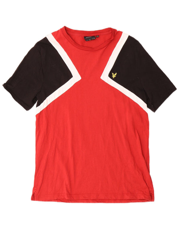 Lyle & Scott Hombre Camiseta Top Medium Rojo Colorblock Algodón