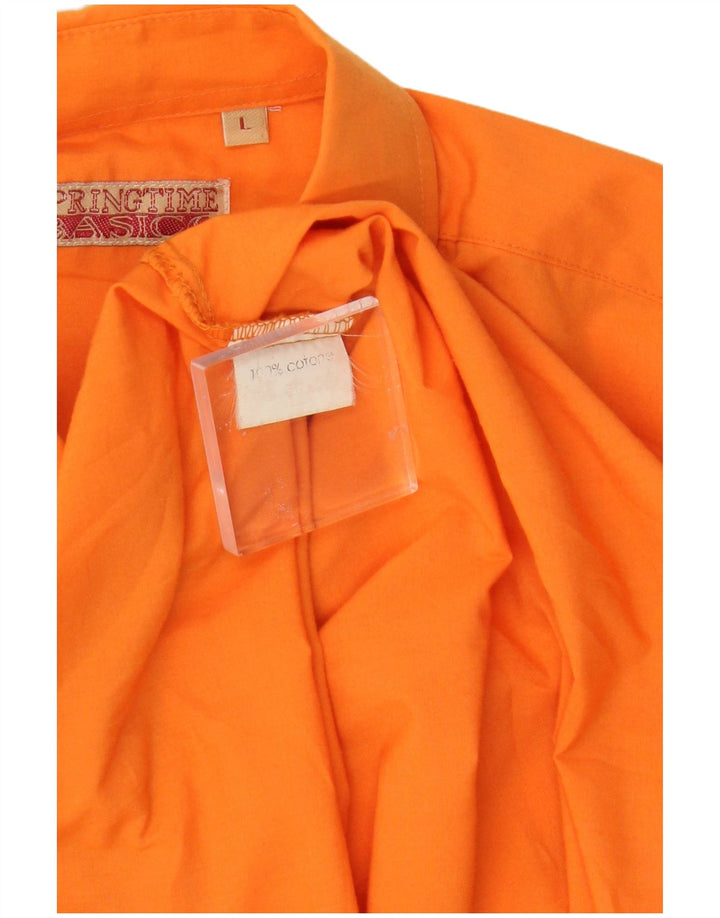 Camisa vintage para hombre de algodón naranja grande