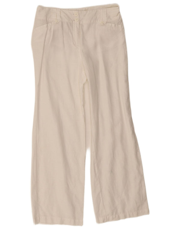 Monsoon Pantalones casuales con corte de bota para mujer UK 10 Small W28 L28 White Linen