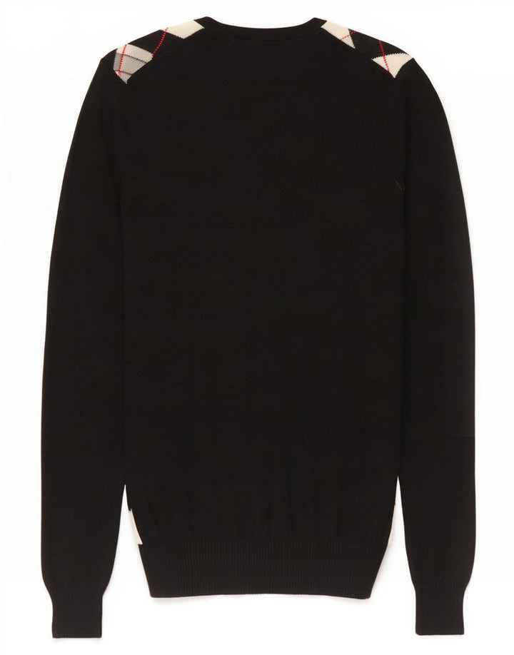 Lacoste Jersey con cuello en V para mujer Talla 40 Mediano Negro Argyle/Diamante