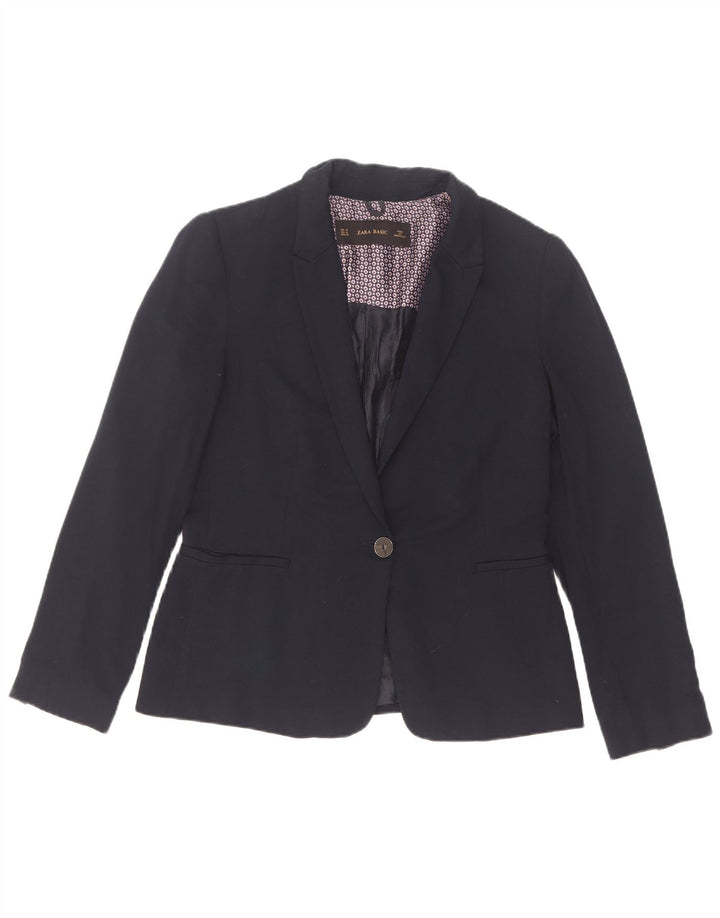 Zara Chaqueta Blazer De 1 Botón para Mujer UK 42 Azul Marino Mediano