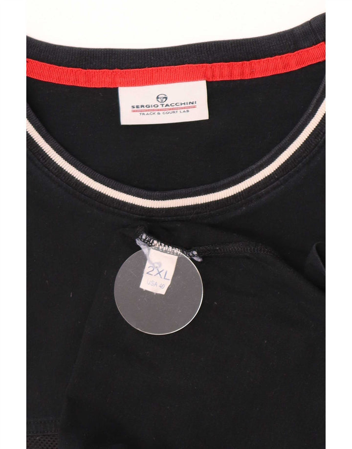 Sergio Tacchini Camiseta gráfica para hombre Top 2XL Negro