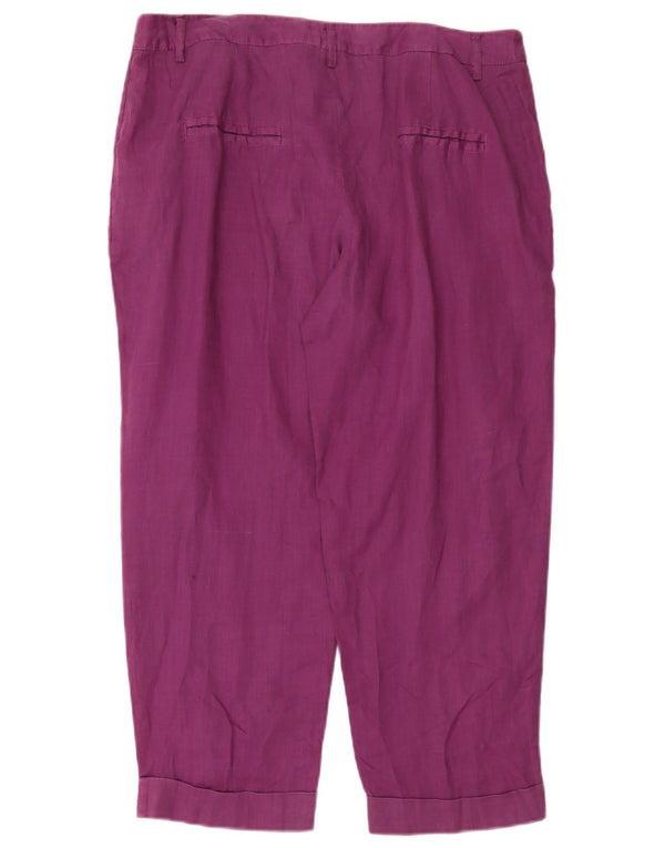 Zara Mujer Pantalones Cortos Rectos Grande W30 L25 Ramio Púrpura