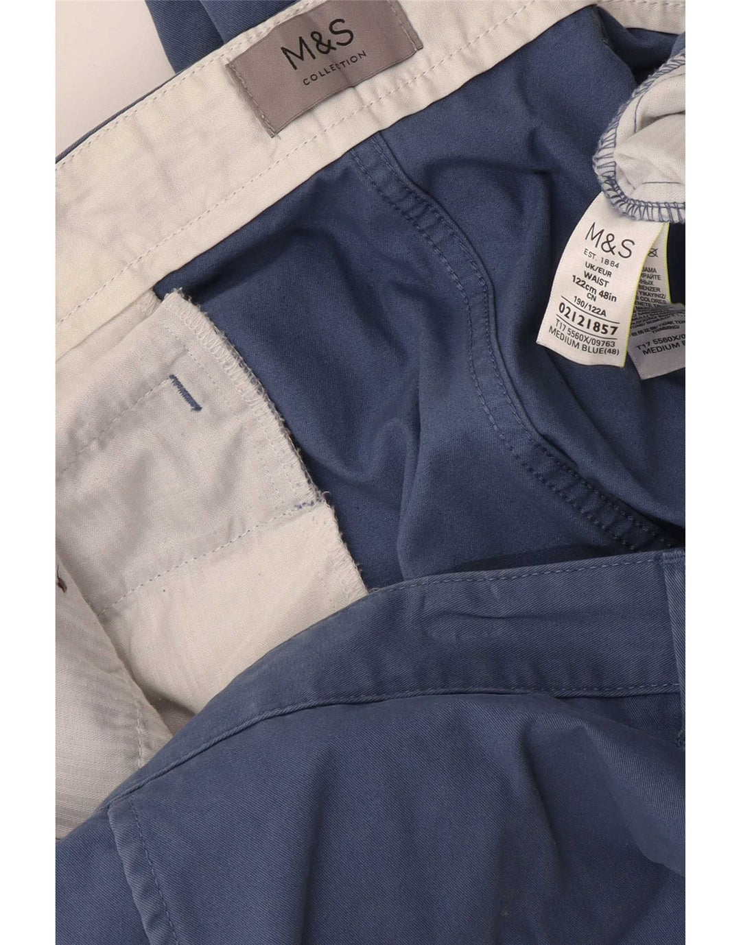Marks & Spencer Pantalones cortos chinos para hombre W48 4XL Algodón azul