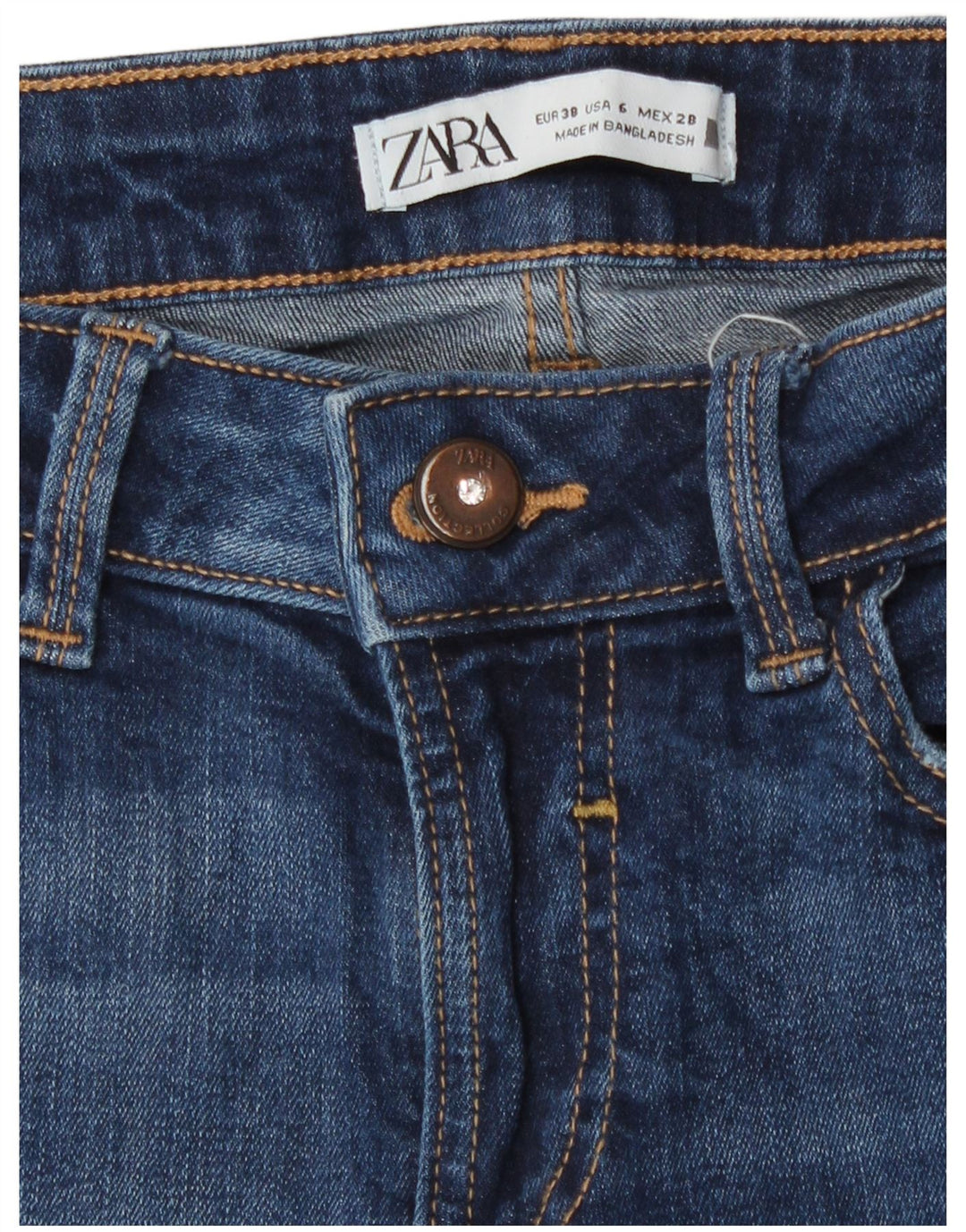 Zara Jeans Slim Desgastados para Mujer EU 38 Small W28 L26 Azul Marino Algodón