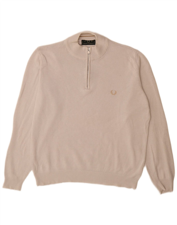 Fred Perry Jersey De Cuello Con Cremallera Para Hombre Algodón Beige Medio