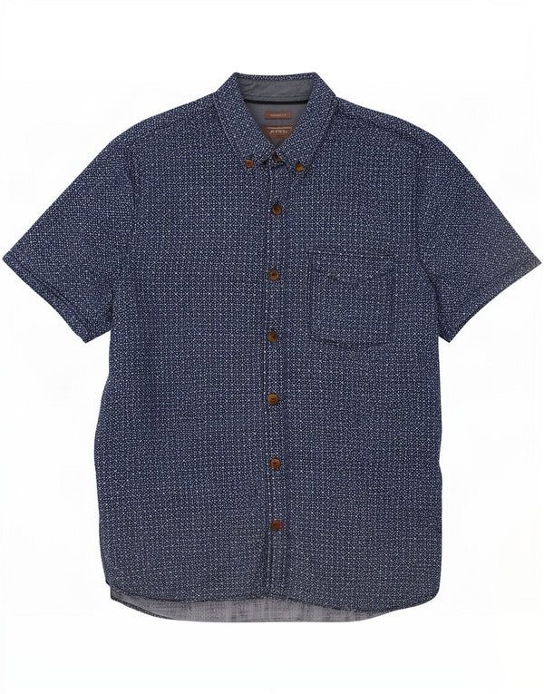 Camisa de corte clásico de manga corta para hombre de Fat Face Azul marino medio Geométrico