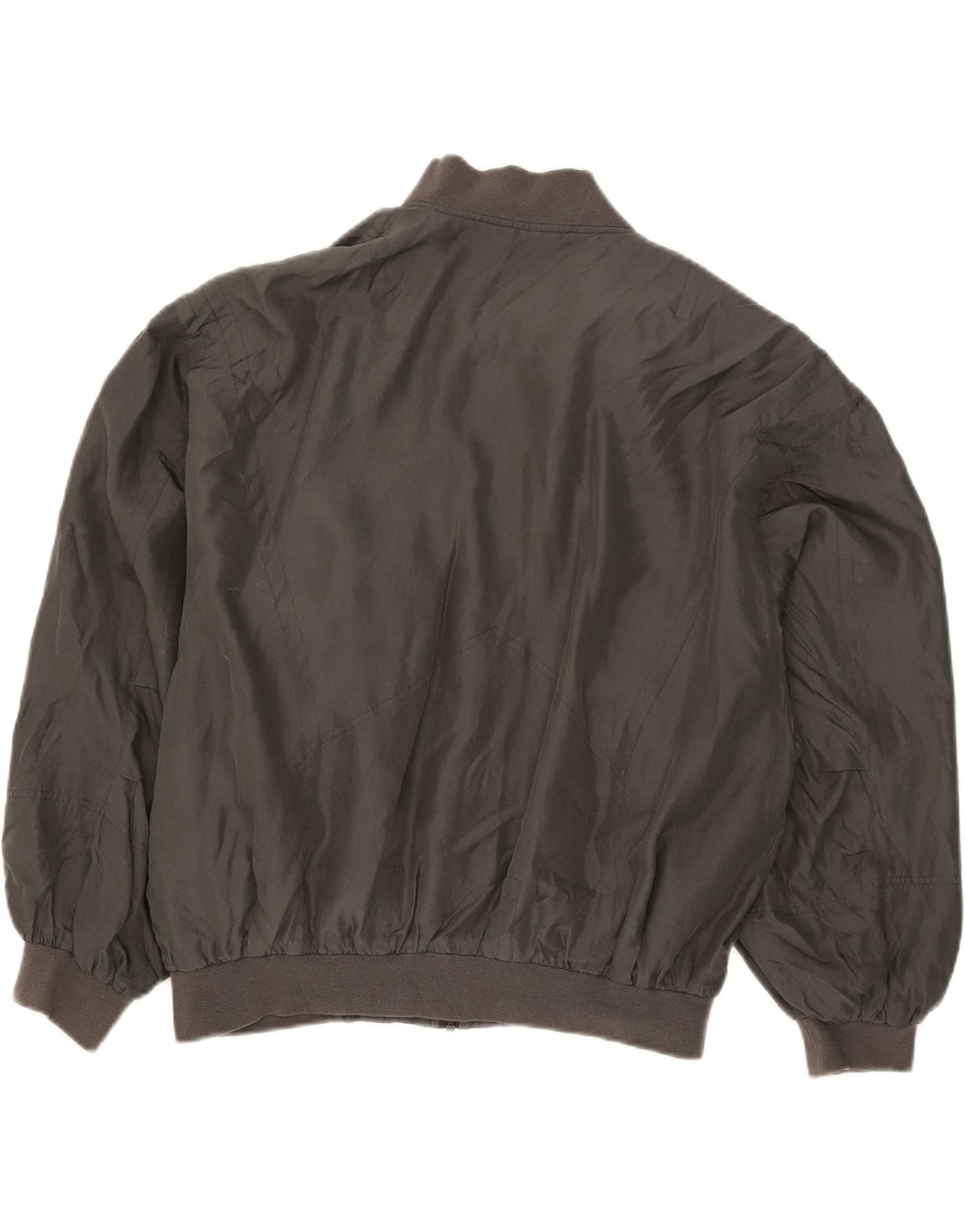 Vintage hombres bomber chaqueta Reino Unido 38 seda gris medio