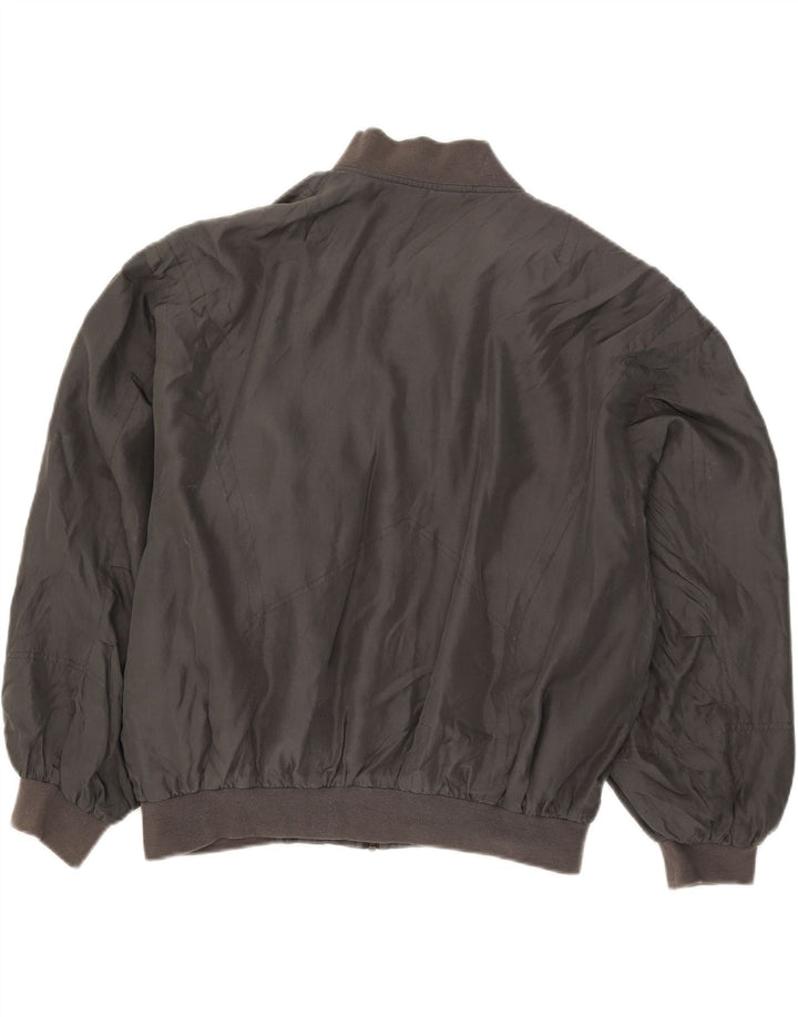 Vintage hombres bomber chaqueta Reino Unido 38 seda gris medio