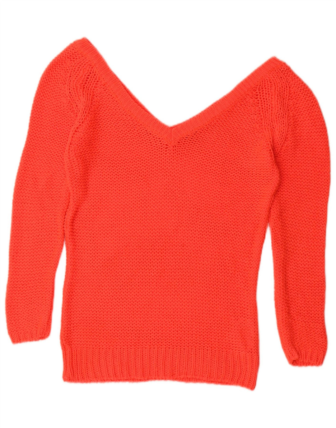 ZARA Suéter tipo jersey con cuello en V de crochet para mujer Reino Unido 12 Acrílico rojo mediano