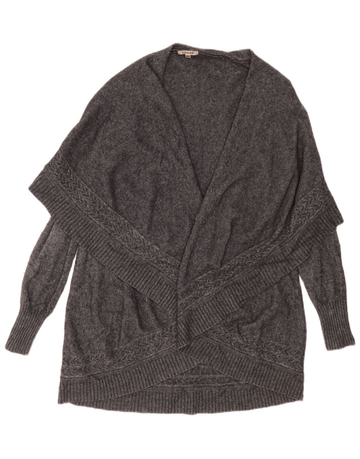 Jigsaw - Cárdigan largo para mujer, talla 10, lana gris pequeña