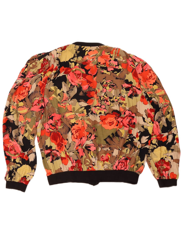 Vintage mujer camisa blusa Reino Unido 14 grande multicolor floral