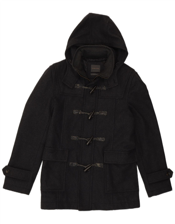 Zara - Chaqueta de lona con capucha para hombre, talla 38, color gris medio