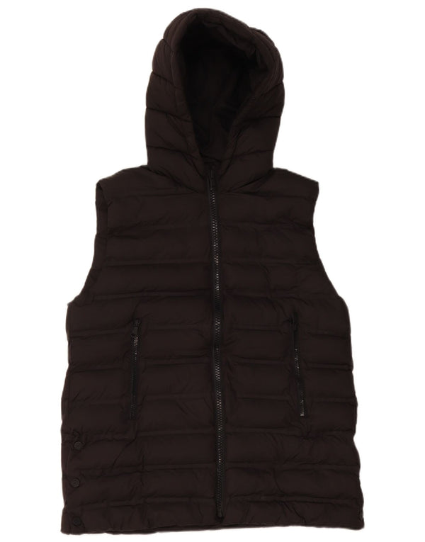Zara Chaleco Niña Acolchado Con Capucha 11-12 Años Negro Poliéster