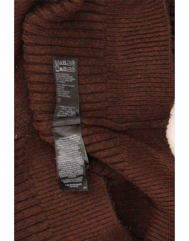 Marks & Spencer Suéter tipo cárdigan corto para mujer UK 10 Small Marrón Poliéster