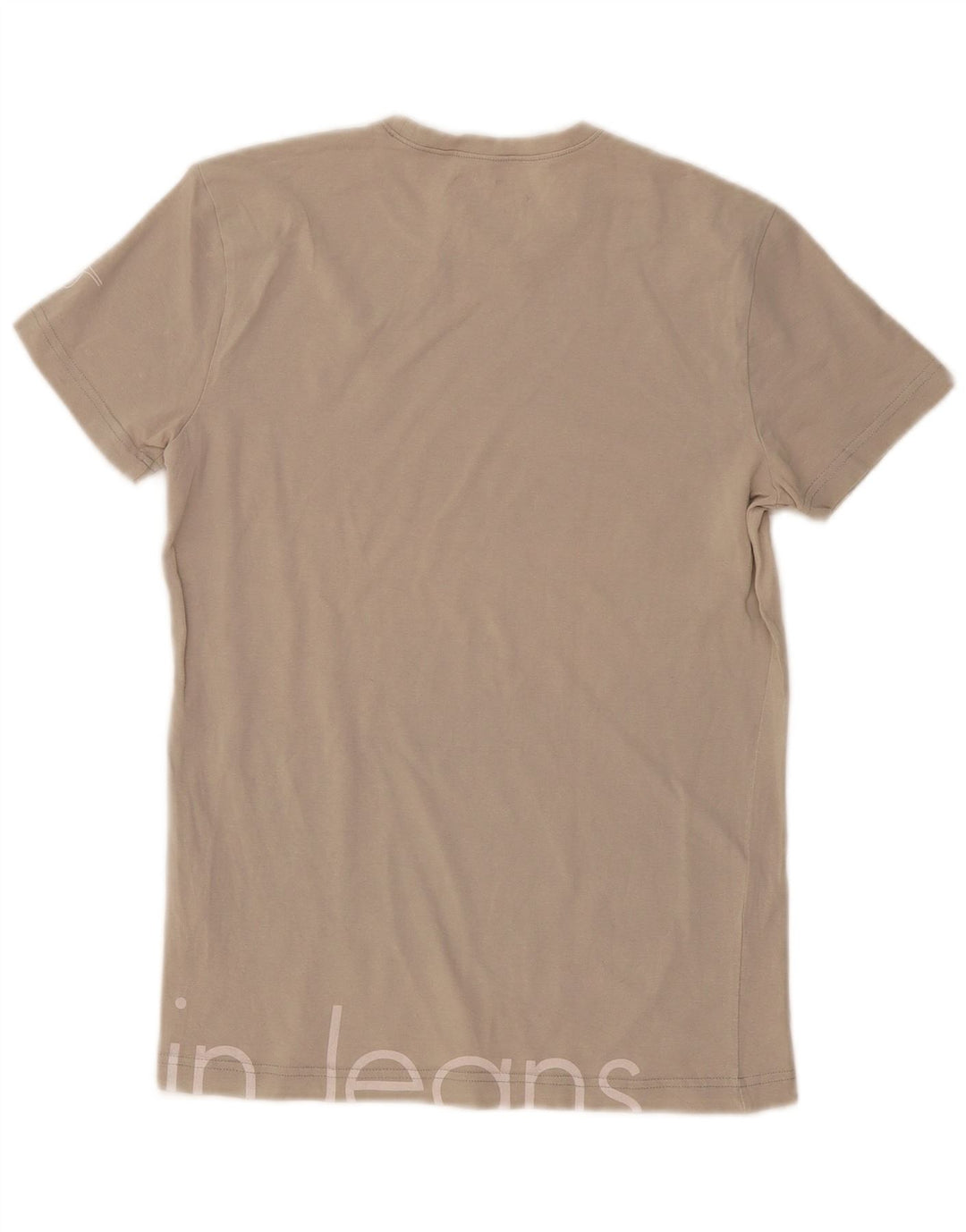 Calvin Klein Camiseta gráfica para hombre Top pequeño de algodón blanco roto