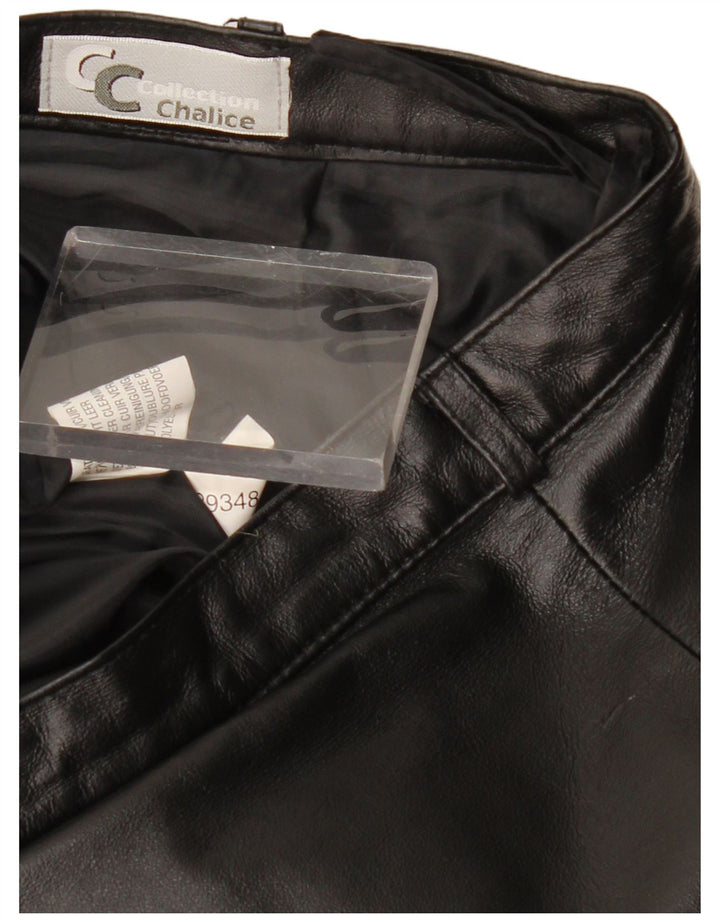 Falda de cuero vintage para mujer W28 cuero negro medio