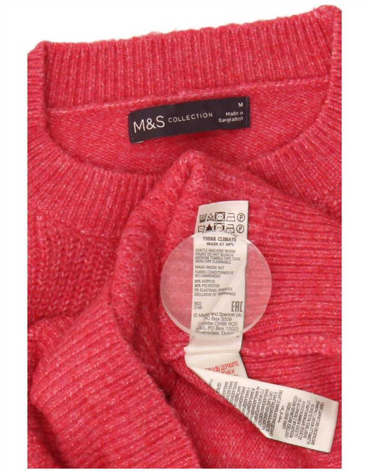 Marks & Spencer Suéter tipo jersey con cuello redondo para mujer, Reino Unido 44, mediano, moteado en rosa