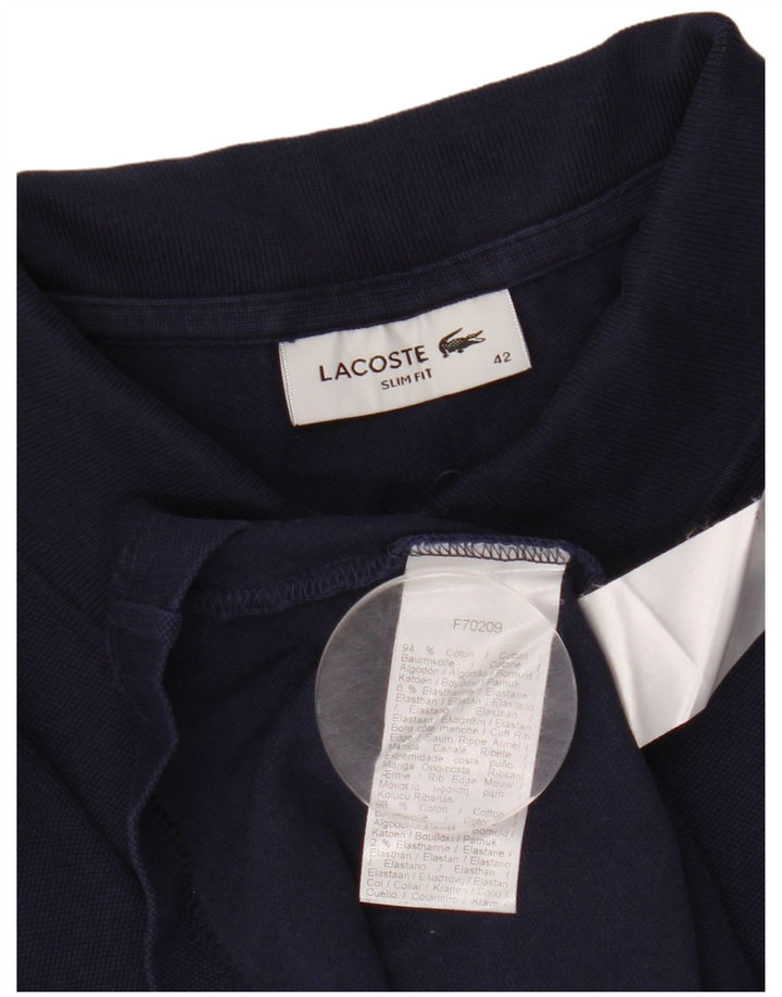 LACOSTE Polo ajustado para mujer talla 42 grande algodón azul marino