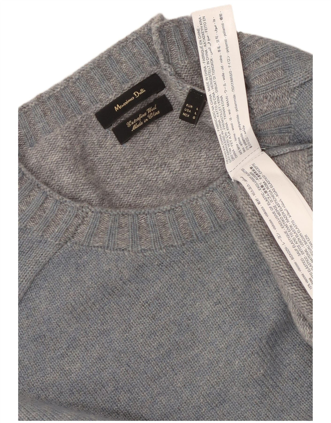 Massimo Dutti Jersey Cuello Redondo Hombre Large Lana Azul