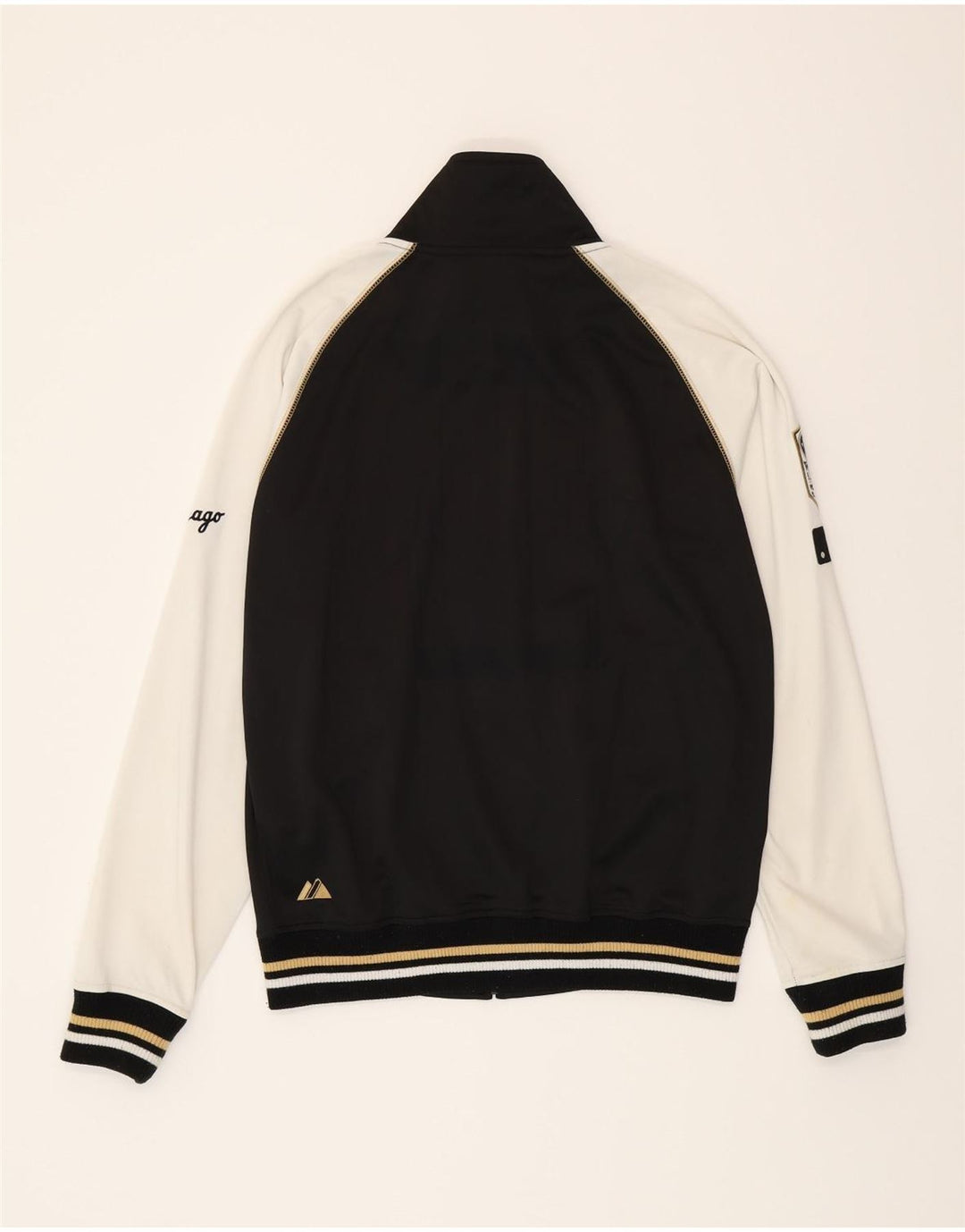 MAJESTIC Mens Graphic Tracksuit Top Jacket Medium Black Colourblock Vintage Majestic and Second-Hand Majestic from Messina Hembry 