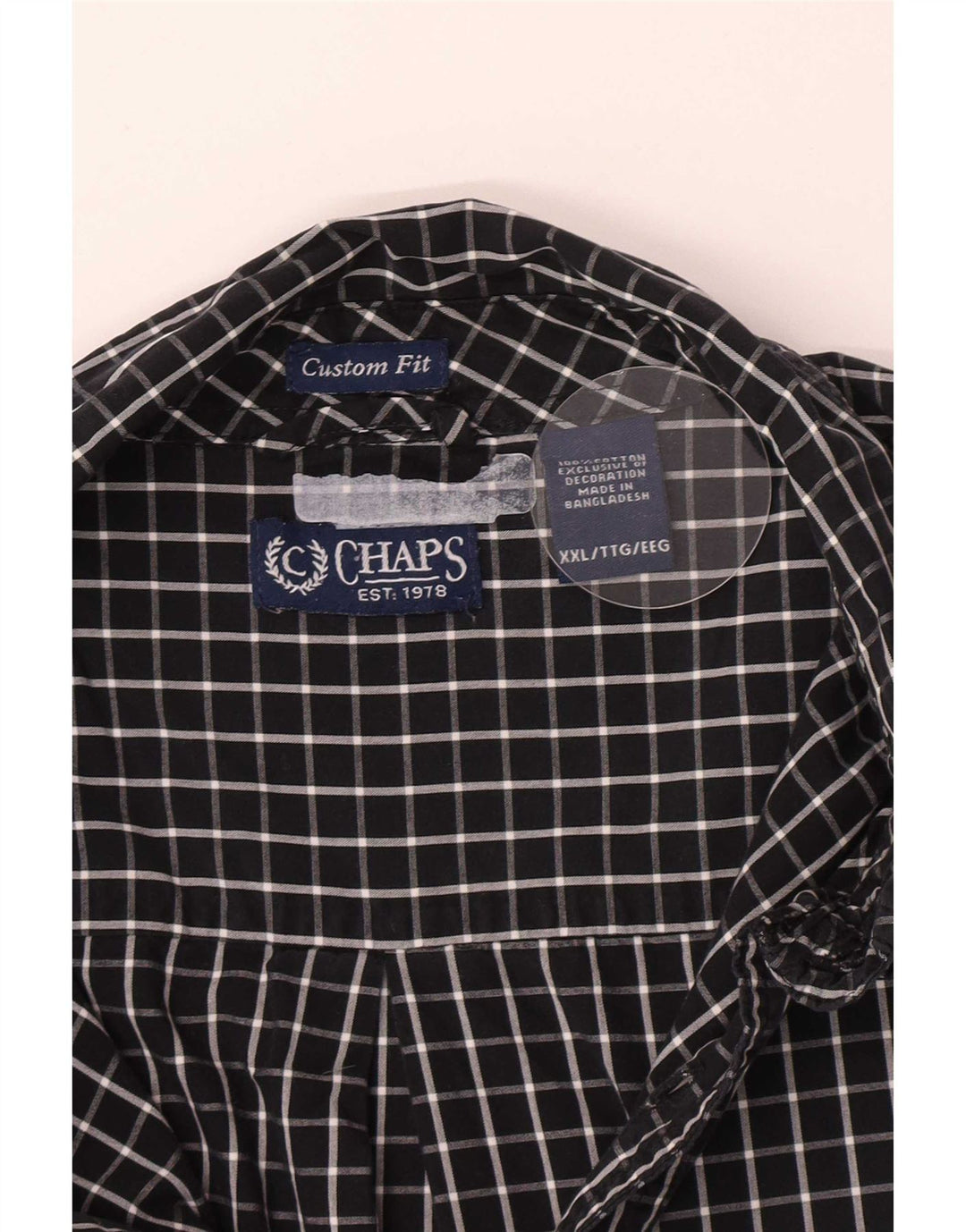 Chaps Camisa de ajuste personalizado para hombre 2XL Algodón a cuadros negros