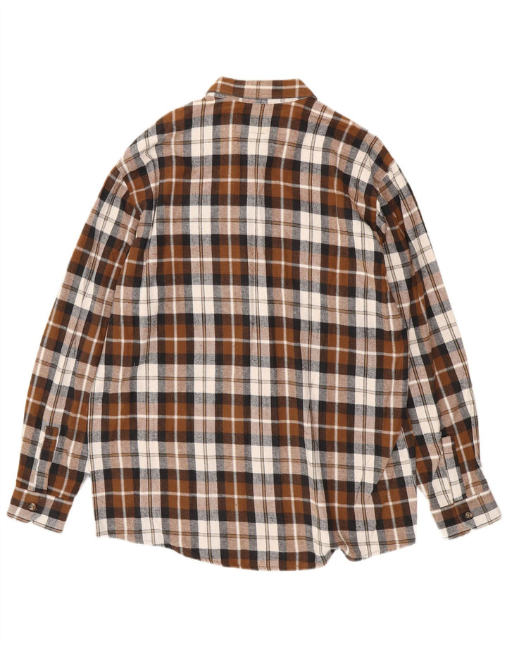 EUROPEAN PROJECT Camisa de franela para hombre Algodón a cuadros marrón grande