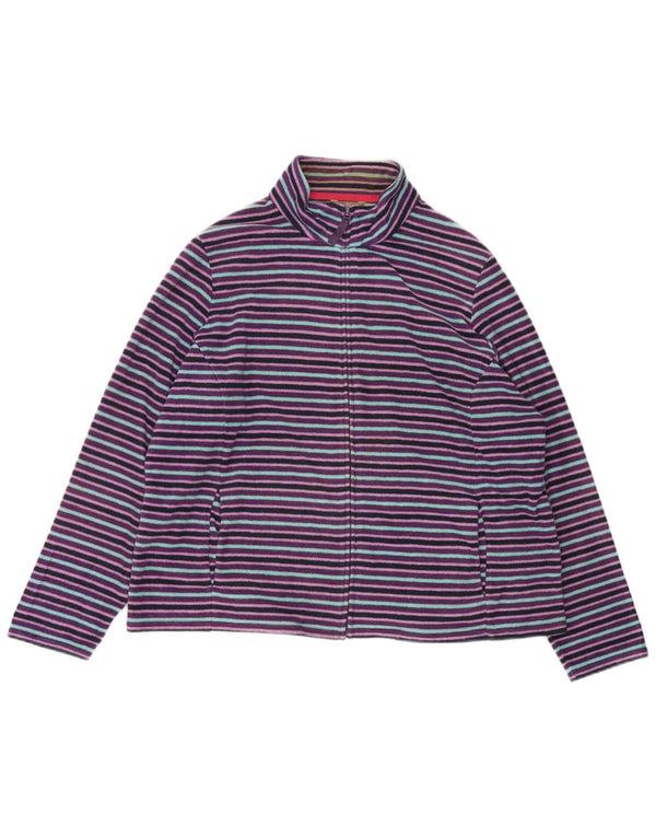 Marks & Spencer Chaqueta polar para mujer UK 22 2XL Poliéster a rayas moradas