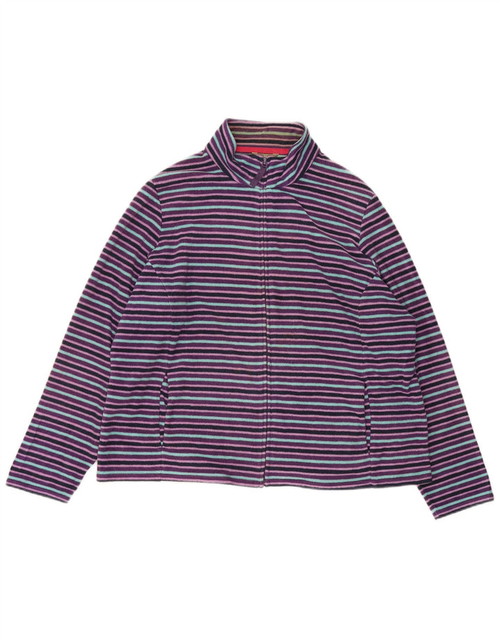 Marks & Spencer Chaqueta polar para mujer UK 22 2XL Poliéster a rayas moradas