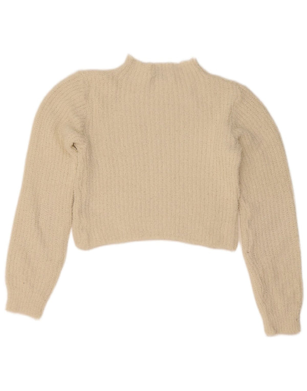 Zara Womens Crop Turtle Neck Jumper Sweater UK 10 Small Off White Polyester