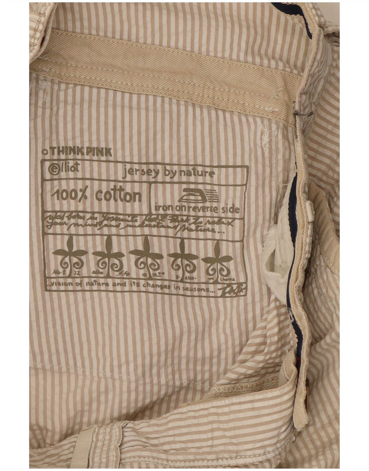 Think Pink Pantalones cortos cargo para hombre W32 Algodón a rayas beige grande