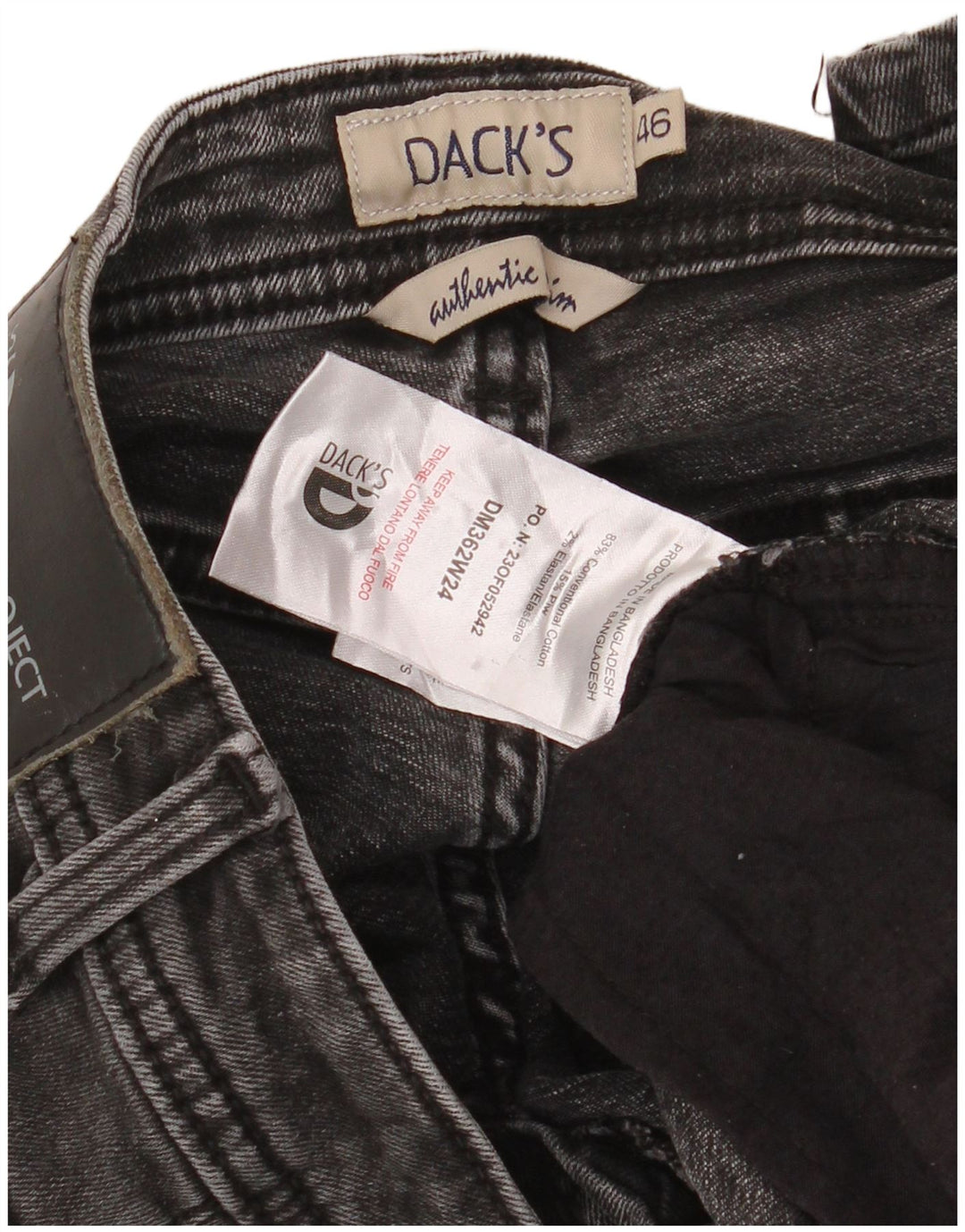 DACK'S Jeans ajustados para hombre IT 46 Small W32 L32 Algodón negro