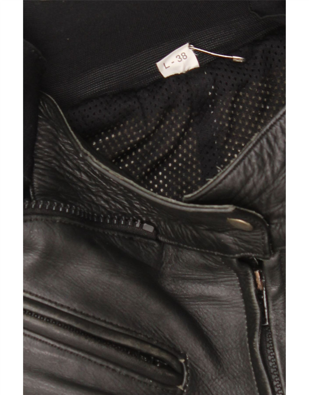 VINTAGE Pantalones de mujer EU 38 Medio W28 L27 Cuero color block negro