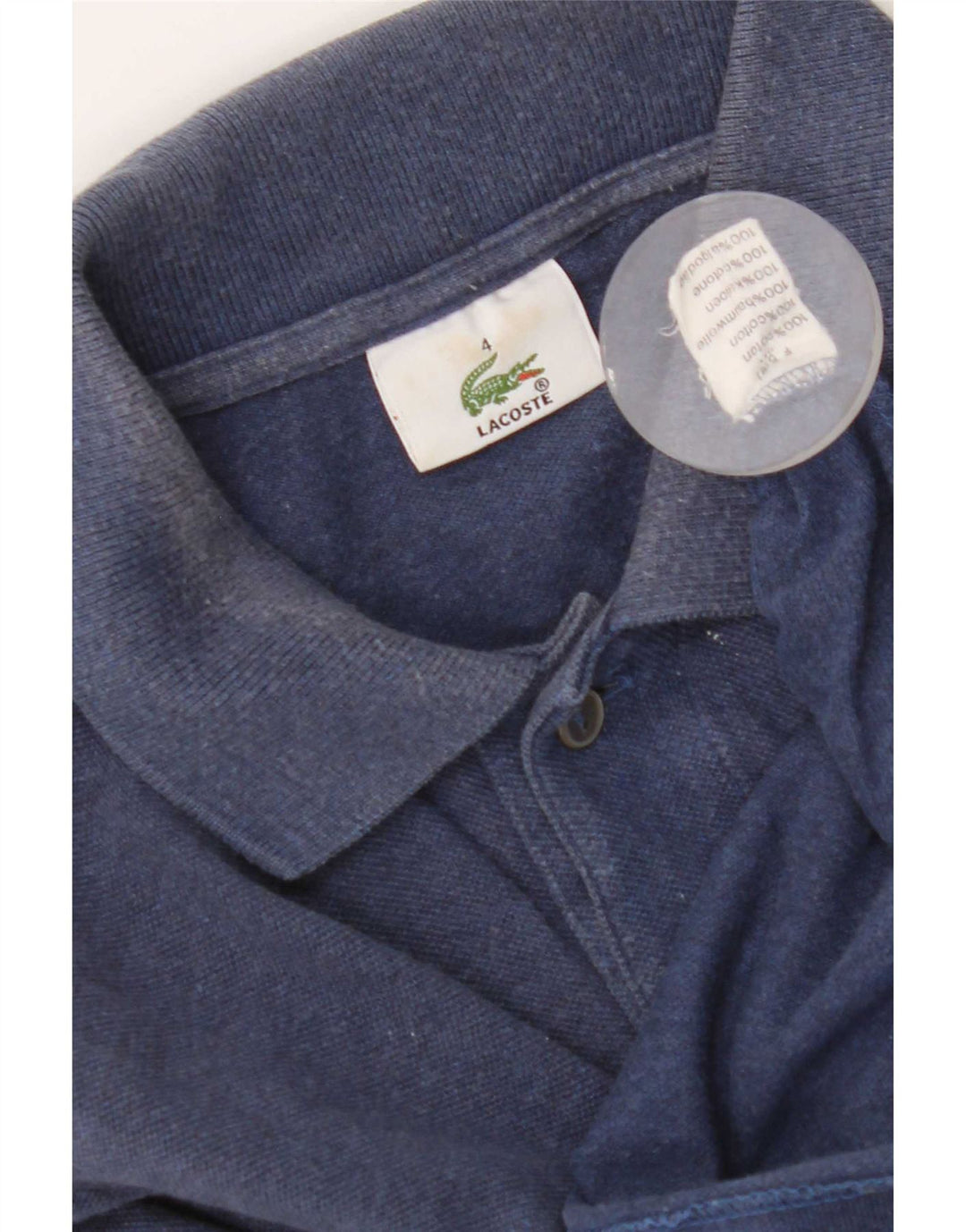 Lacoste Polo de manga larga para hombre talla 4 algodón azul medio