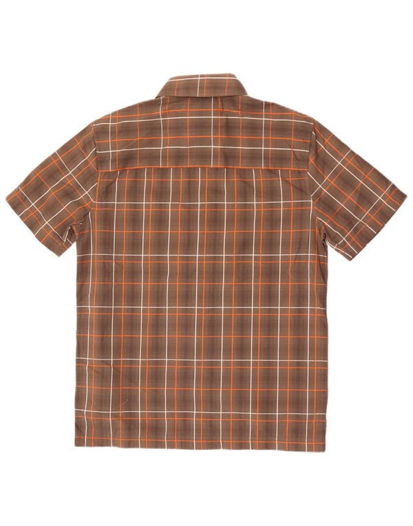Helly Hansen Camisa De Manga Corta Hombre XS Marrón Cuadros Poliéster