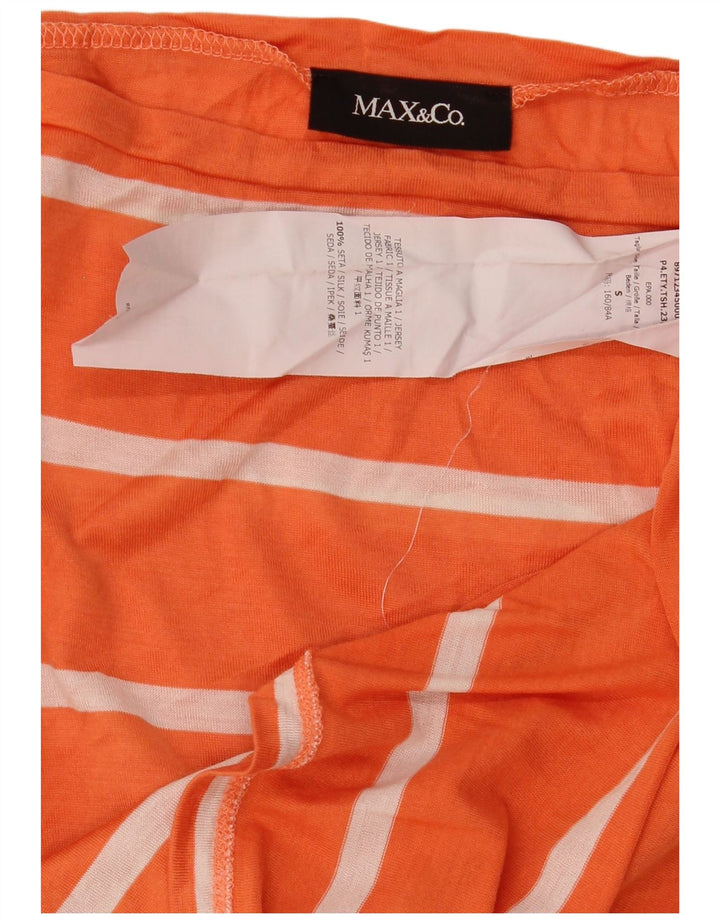 Max & Co. Top para mujer manga 3/4 UK 10 Small Orange Stripe Silk
