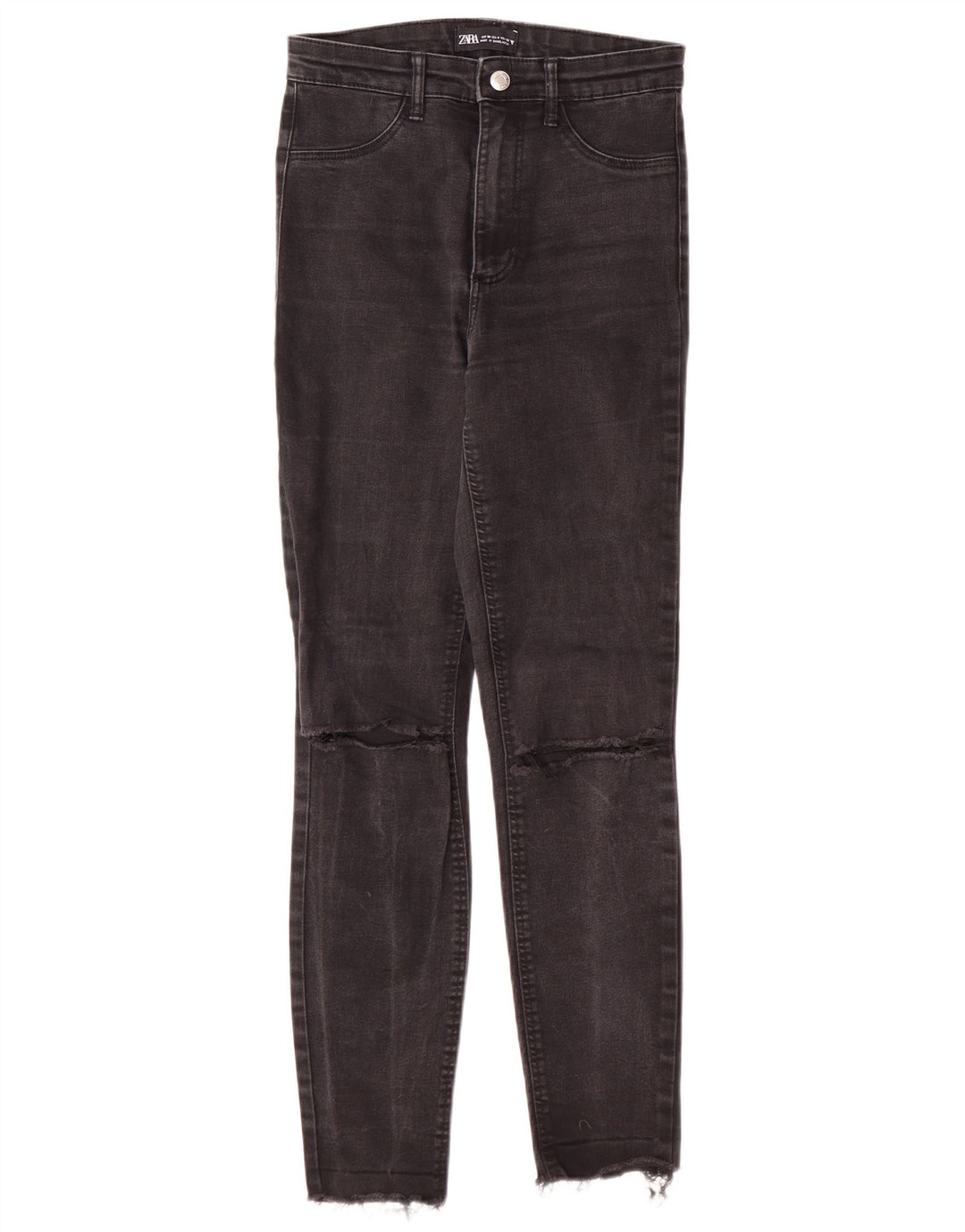 Zara Jeans Ajustados Desgastados para Mujer EU 36 XS W26 L27 Negro Moderno